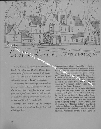 IRELAND OF THE WELCOMES  ARTICLE ON CASTLE LESLIE  GLASLOUGH